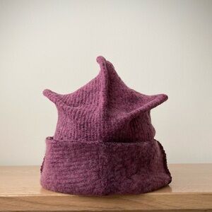 joodito origami crown wool sweater hat bucket beanie cloche ribbed red purple